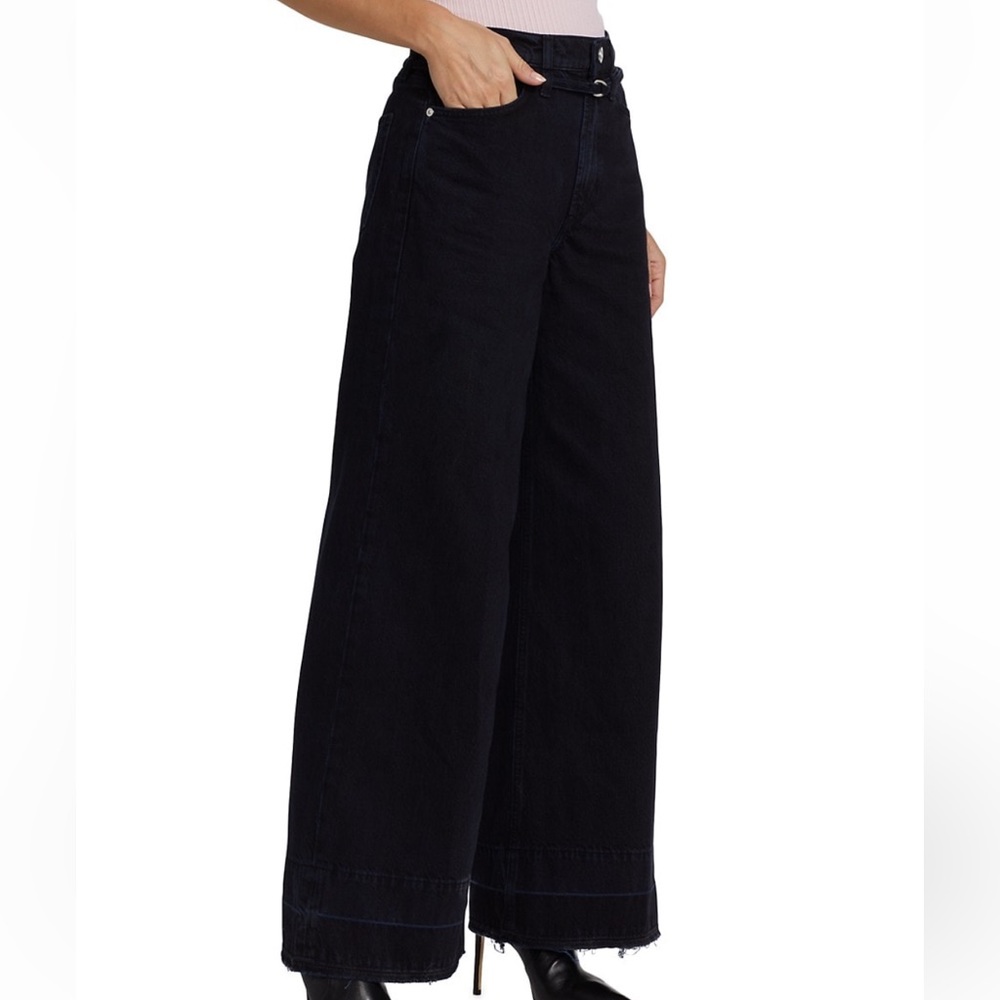 FRAME black wide leg pants with belt